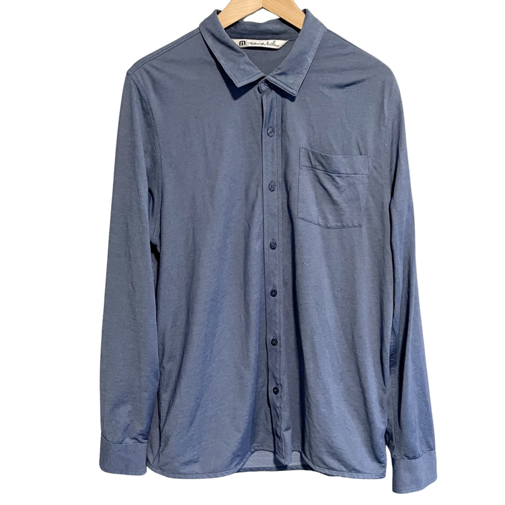 TravisMathew Pima Cotton Button Down Shirt Collared Shirt Blue Size Men's Large